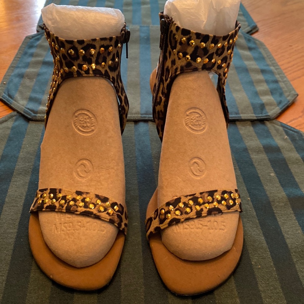 Leopard/Studded Sandals